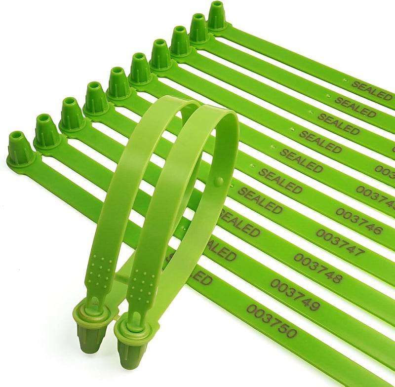 Kocents 100PCS Plastic Truck Seals,Tamper Evident,Each Seal is Numbered Sequentially,Use for Logistics Truck,Trailer, Container Disposable Plastic Seal, Plug-in Type (Green) - Image 1